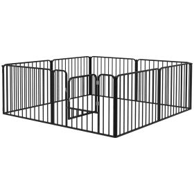 Dog Fence Outdoor 8 Panels 24" Height Indoor Steel Pet Exercise Pen DIY Design for Small Dogs
