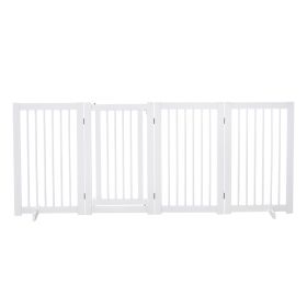 4 Panel Foldable Free Standing Pet Gate with Support Feet for Medium and Large Dogs, for Stairway, Doorway, Hallway