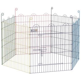 Metal Pet Playpen Portable Hexagon Dog Exercise Fence Multi-colored